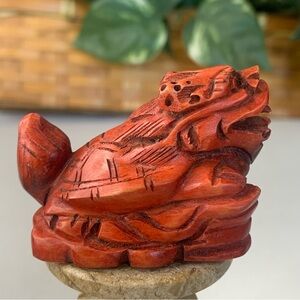 Japanese Netsuke Dragon Turtle Beast Boxwood Carving Hand Carved Red Wood Animal